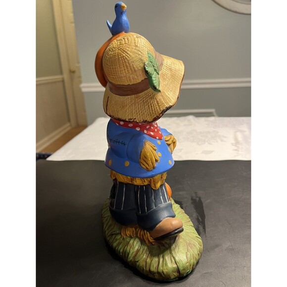 Vtg Hobbyist Ceramic Scarecrow Jack O Lantern Pumpkin Lights Up Fall Harvest - Picture 13 of 16
